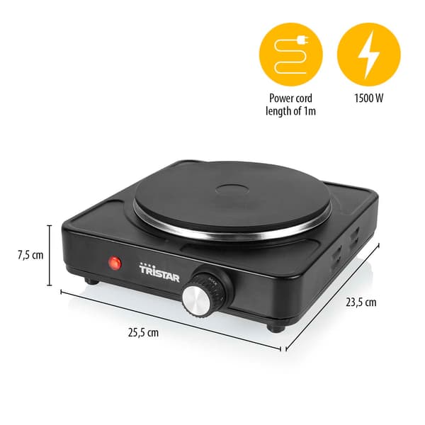 Enkel varmeplate 1500 W, 18,5 cm diameter