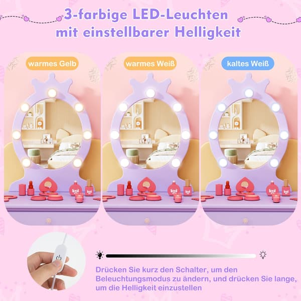 Barnebord med avtakbart speil og LED-lys