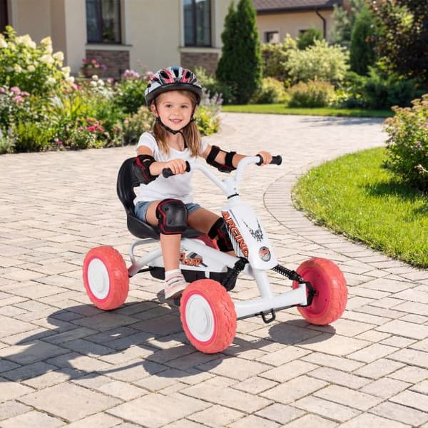Børne-gokart med pedaler, 4 hjul, sæde med 2 positioner
