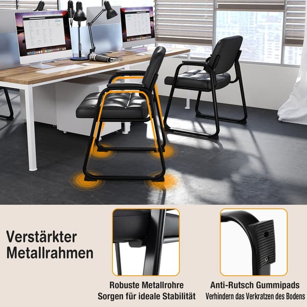 Ergonomisk gæstestolsæt med metalramme, sort