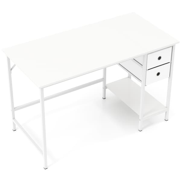 Computerbord med 2 skuffer, hylde, krog, 120x60 cm, hvid