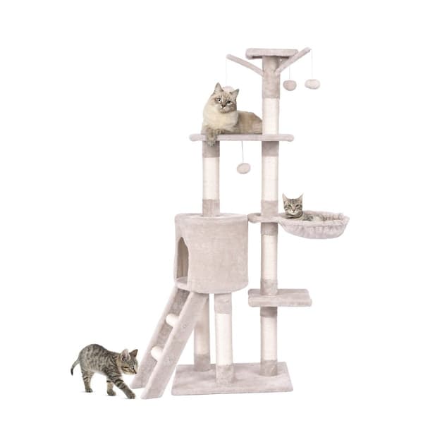 Kradsetræ 140 cm med platforme, sisalstolper, beige