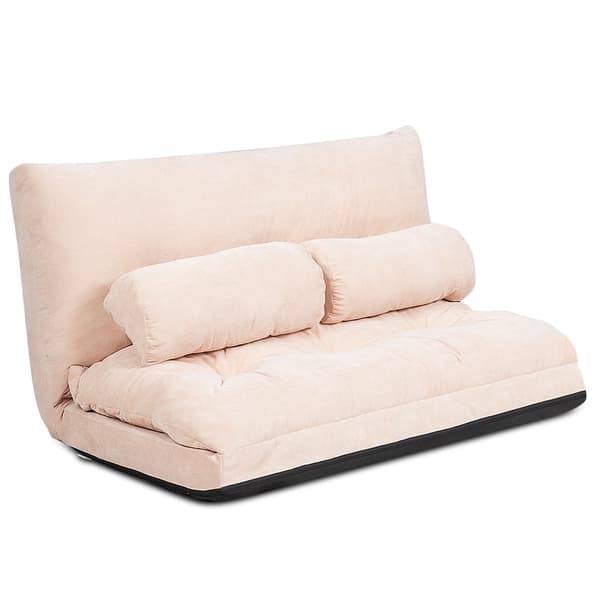 Justerbar gulvsovesofa med 2 puter, beige