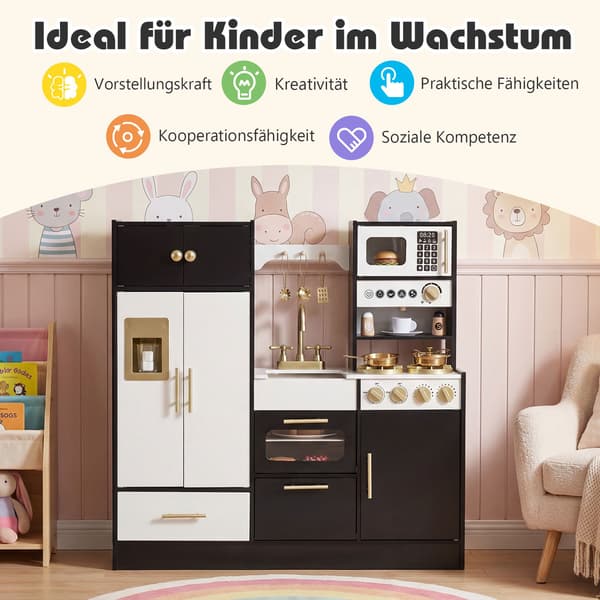 Trælegekøkken med lys, lyde og tilbehør