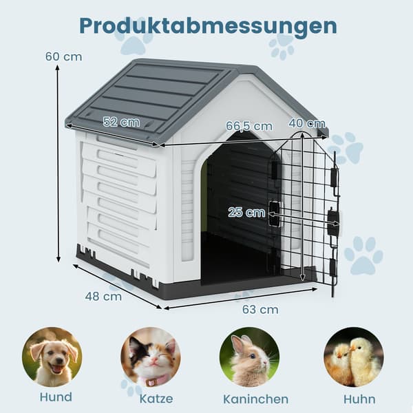 Plasthundkoja med låsbar dörr och ventilation