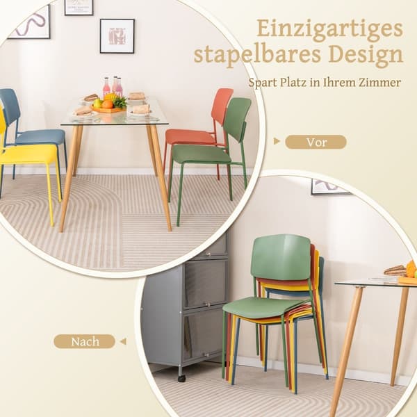 Stablebare spisestoler, sett med 4 – Ergonomisk, slitesterk PP