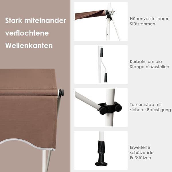 Utdragbar balkongmarkis, 400 cm, UV-resistent, justerbar