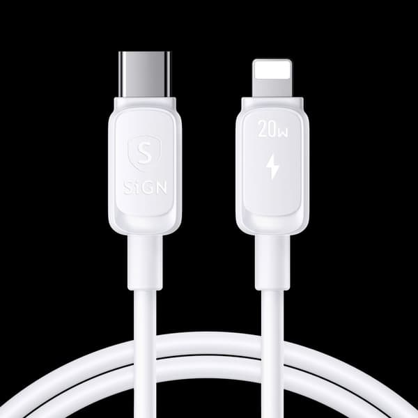 USB-C til Lightning-kabel 20W, 0,25m - Hvit