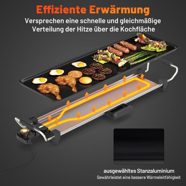 Elektrisk Teppanyaki-grillplate, 70 cm non-stick overflate