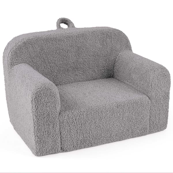 Barnsoffa med armstöd och ryggstöd, grå, 62x40x41 cm