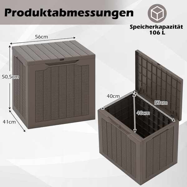 Förvaringslåda för utomhusbruk 96L, låsbart lock, rottinglook, brun