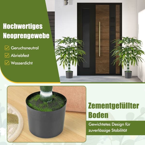 Konstgjord bambuväxtset, 100 cm, med kruka, 2-pack