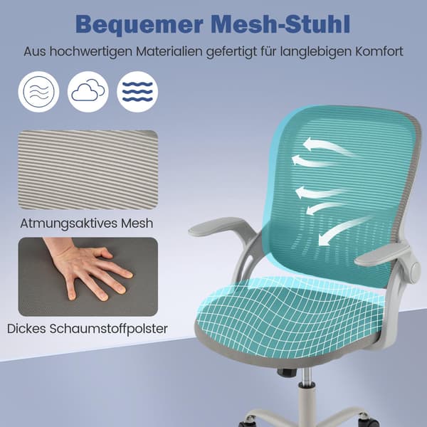 Ergonomisk kontorstol med oppfellbare armlener og vippefunksjon