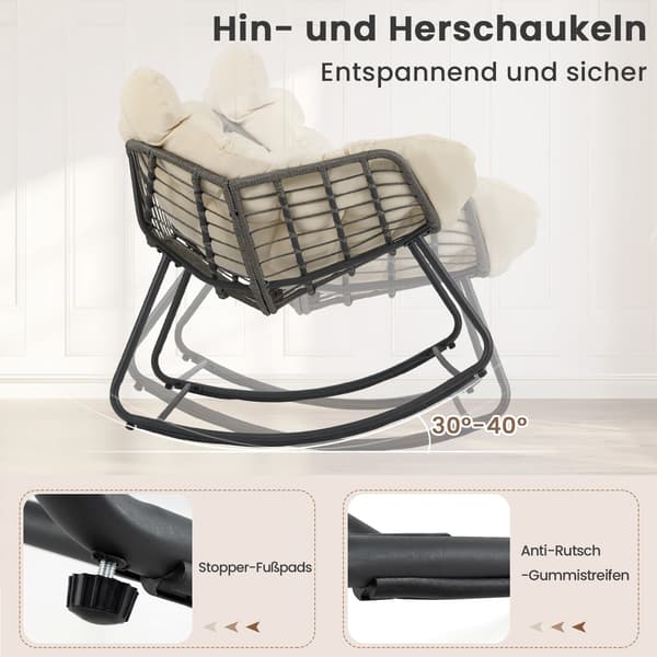 Overdimensjonert uteplassstol med rotting og egg, beige