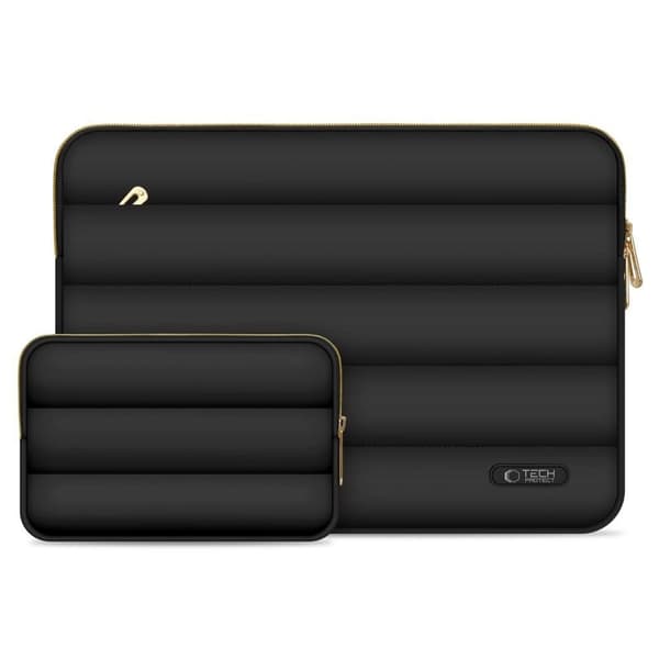 Tech-Protect Puffy Laptop-taske 15-16" med tilbehørslomme - Sort