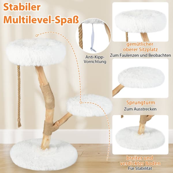 Kradsetræ med 3 plysplatforme, jutestolper, 90 cm