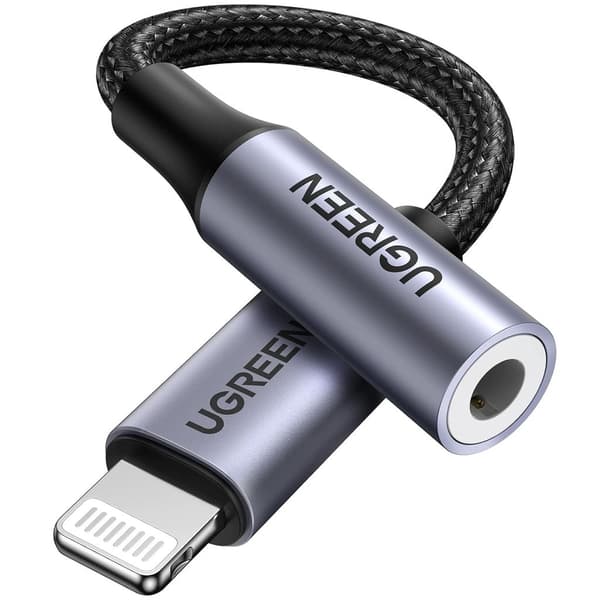 UGREEN Lightning - AUX 3,5 mm sovitin, 10 cm - musta