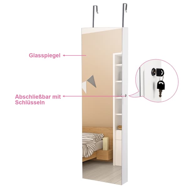 Spegelskåp med LED-lampor, vägg- eller dörrmontering