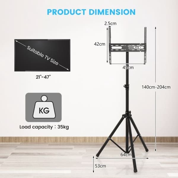 Høydejusterbart TV-stativ, 21–47 tommer, 35 kg