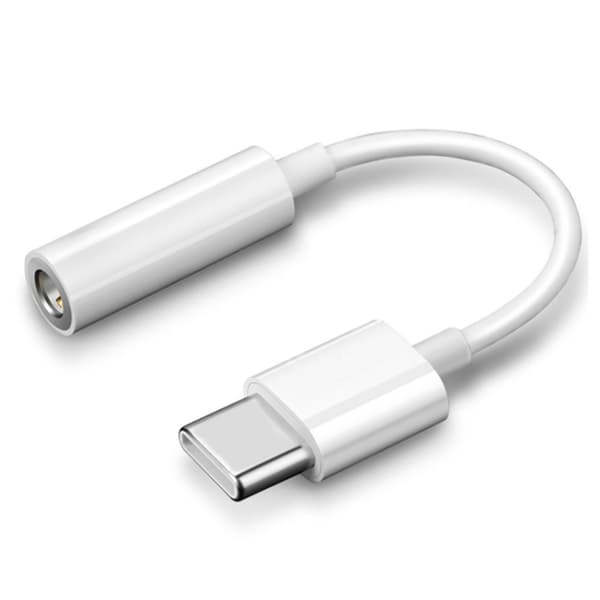 USB-C til 3,5 mm AUX-adapter - Hvit