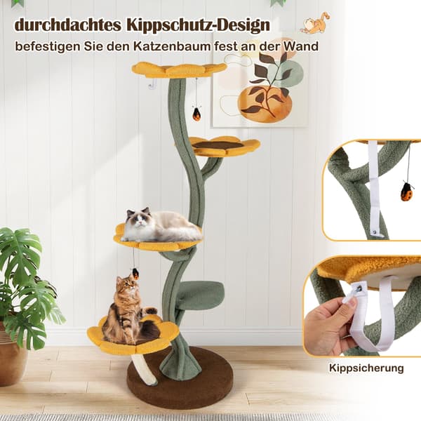 Kradsetræ med 5 blomster- og bladplatforme, 175 cm