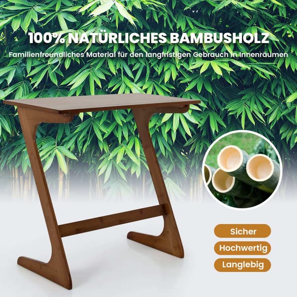 Z-formet bambus sidebord – Pladsbesparende sofabord