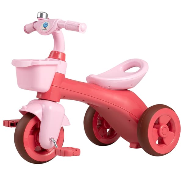 Trehjuling för småbarn med begränsad styrning, rosa, ergonomisk sits