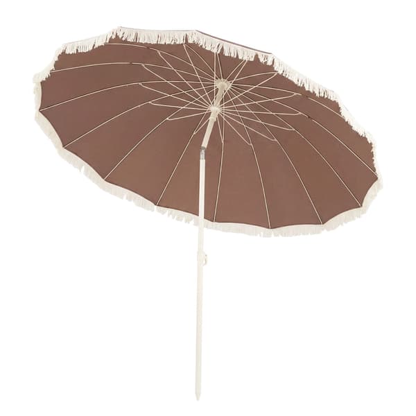 Terrasseparasoll 215 cm, frynsete dusk, trykknappvippe