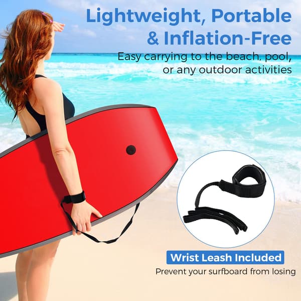 Bodyboard Boogie Board 33-41 tommer, EPS-kerne, håndledssnor