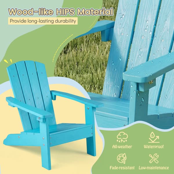 Adirondack-stol for barn, allværs HIPS, turkis