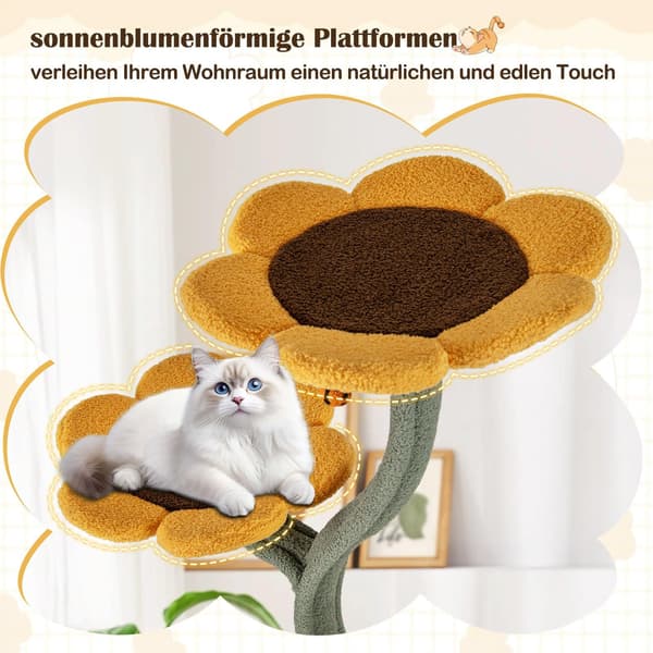 Kradsetræ med 5 blomster- og bladplatforme, 175 cm