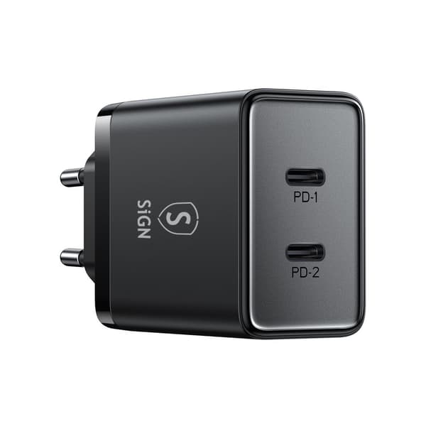 Dual USB-C PD -laturi 40 W - musta
