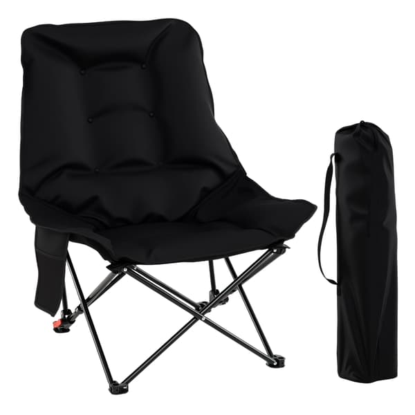 Sammenleggbare campingstoler, sett med 2, med sidebord og koppholder