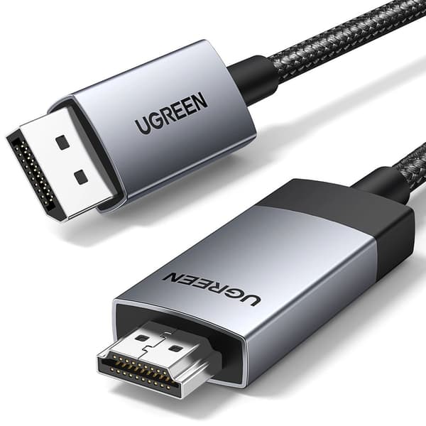 UGREEN DisplayPort-HDMI-kaapeli, 4K @ 60Hz, 1 m - harmaa