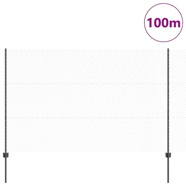 vidaXL Gjerde med innlegg. Grå 1.5 x 100 m Stål