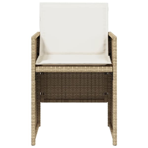 vidaXL Trädgårdsstolar med dynor 4 st beige konstrotting