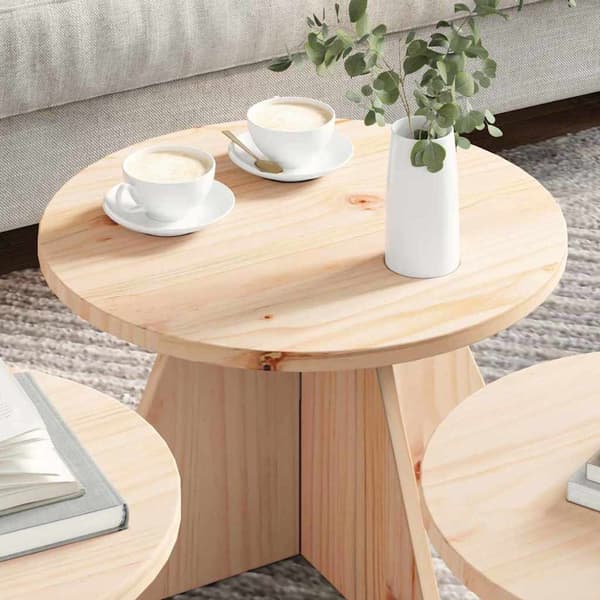 vidaXL Kaffebord 3 pcs Naturlig