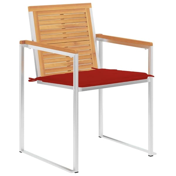 vidaXL Trädgårdsstolar med dynor 4 st massiv teak