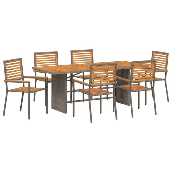 vidaXL Hage Spisegruppe 7 pcs Grå og Brun polyrotting