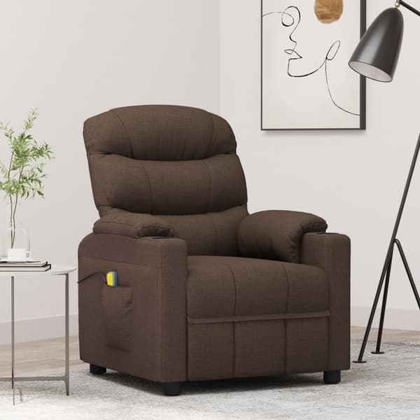 vidaXL Massagefåtölj mörkbrun tyg