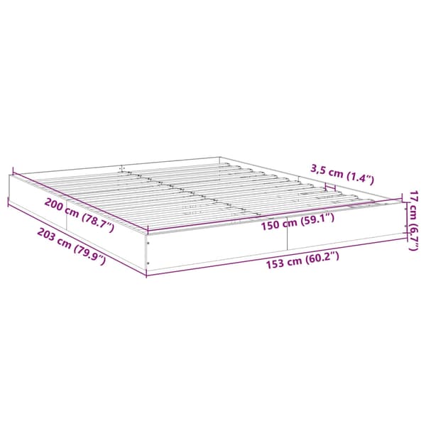 vidaXL Sengeramme hvit 150x200 cm konstruert tre