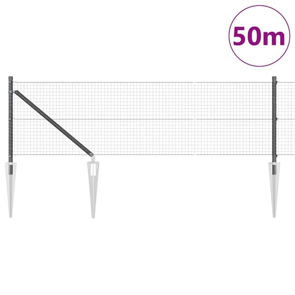 vidaXL Gjerde med innlegg. Grå 0.5 x 50 m Stål