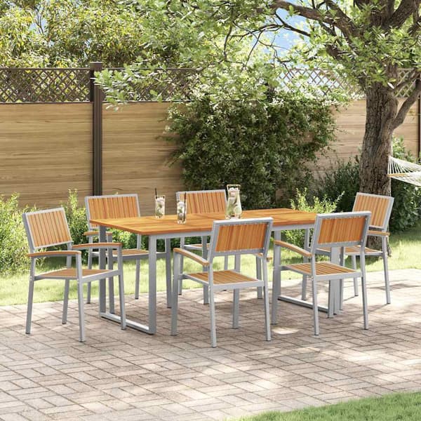 vidaXL Hage Spisegruppe 7 pcs Grå Solid akasietre