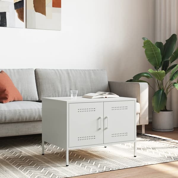 vidaXL Soffbord vit 68x50x50,5 cm stål