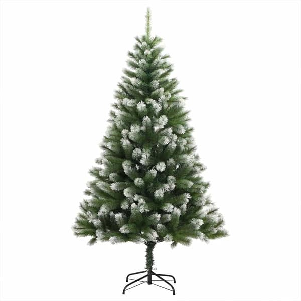 vidaXL Kunstig leddet juletre med flocket snø Grønn og hvit 150 cm