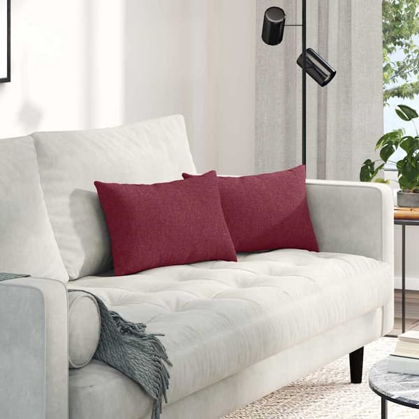 vidaXL Soffkuddar 2 st Vinröd 50 x 30 cm tyg