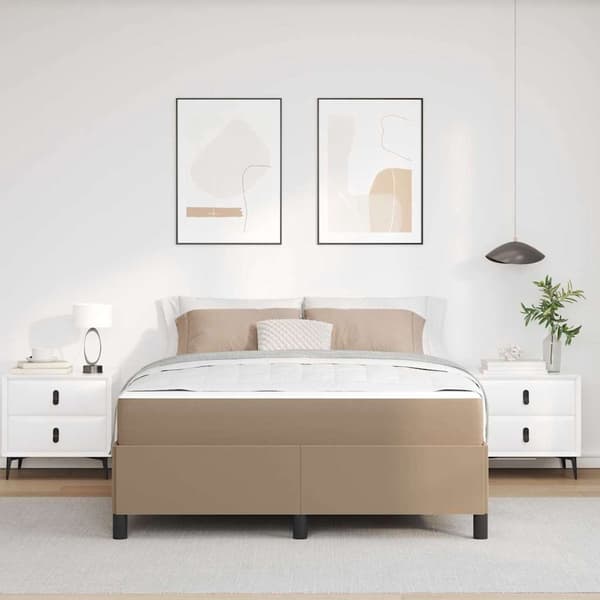 vidaXL Sängram med madrass Cappuccino 140 x 200 cm tyg