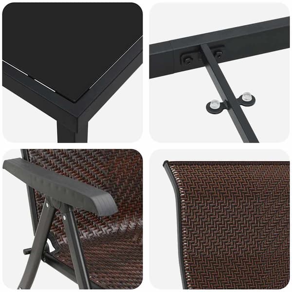 vidaXL Trädgårdsmöbelset 9 pcs Brun Pulverlackerat stål