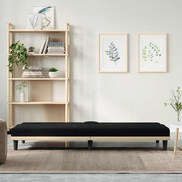 vidaXL Bäddsoffa med mugghållare svart tyg
