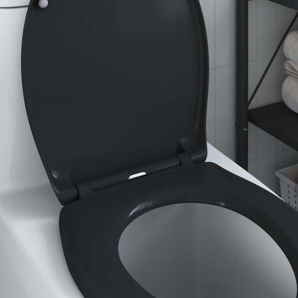 vidaXL Svart Plast Standard Toalettsits Oval Modern